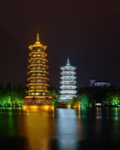 #3 Sun and Moon Pagodas — Li River or Reed Flute Cave? Top 10 Things to Do in Guilin